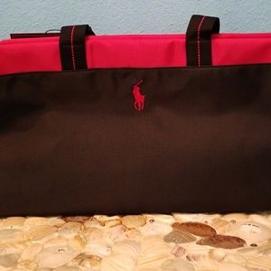 Brand new classic black and red polo bag, tote